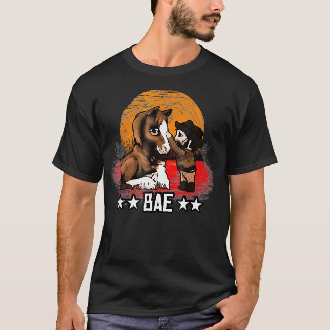 Camiseta Caballo Rojo Sunset Cute Bae Chibi Cowboy Kid (Anverso)