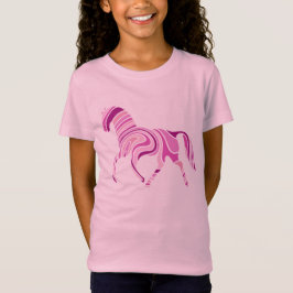 Camiseta Caballo rosa a rayas de tonos rosados
