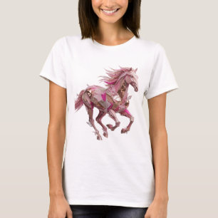 Camiseta Caballo Rosa Plateado Juguetón Diseño Moderno