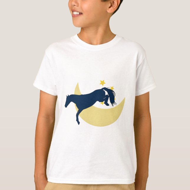 Camiseta caballo saltando sobre la luna (Anverso)