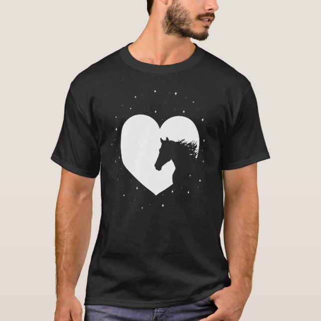 Camiseta Caballo Silhouette Mujeres de corazón Caballo mont (Anverso)