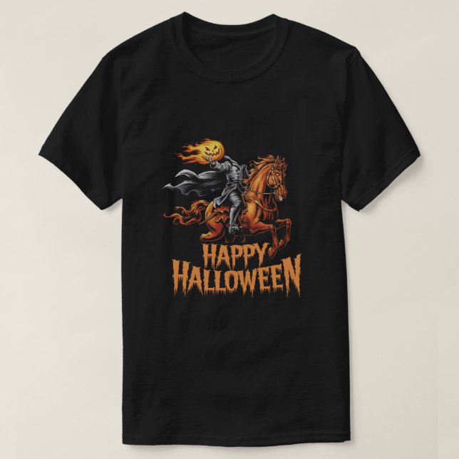 Camiseta Caballo sin cabeza: Feliz Halloween (Diseño del anverso)