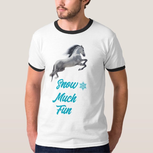 Camiseta Caballo sobre nieve mucho divertido (Anverso)