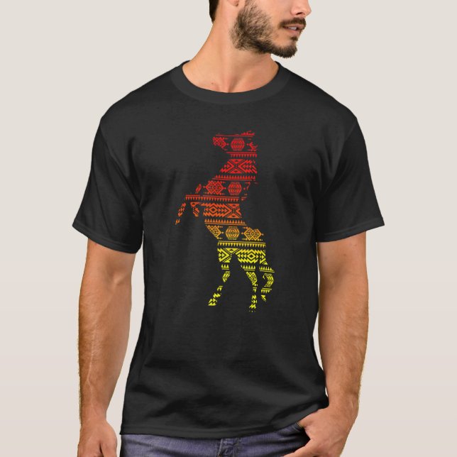 Camiseta Caballo Sobre Patrón Nativo Estadounidense Para Ho (Anverso)