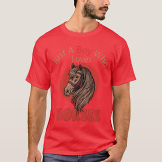 Camiseta Caballo, sólo un chico que ama los caballos retro