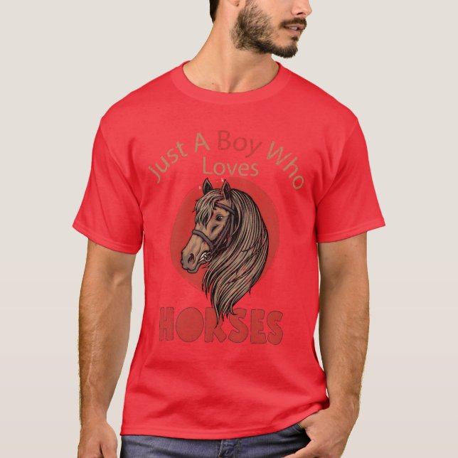 Camiseta Caballo, sólo un chico que ama los caballos retro (Anverso)