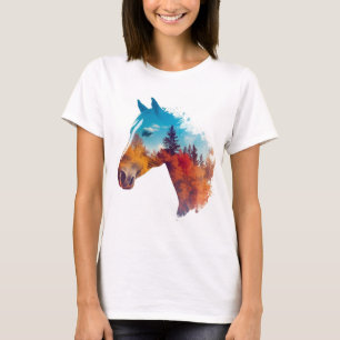 Camiseta Caballo surrealista en bosque otoñal