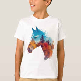 Camiseta Caballo surrealista en bosque otoñal