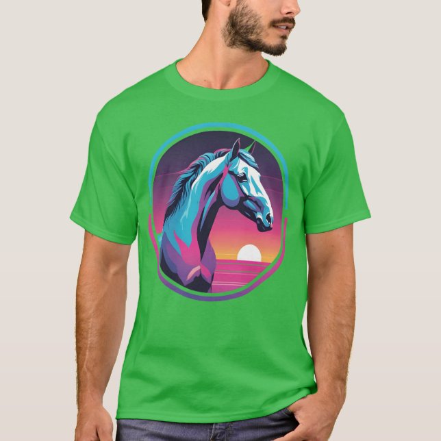 Camiseta Caballo Synthwave (Anverso)