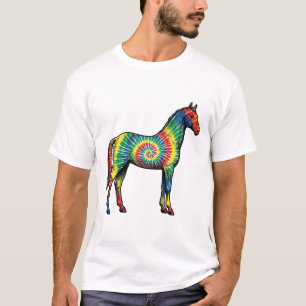 Camiseta Caballo Tie Dye Grabado Antiguo Arte Vectorial