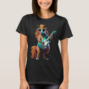 Camiseta Caballo tocando guitarra eléctrica Animal Caballo