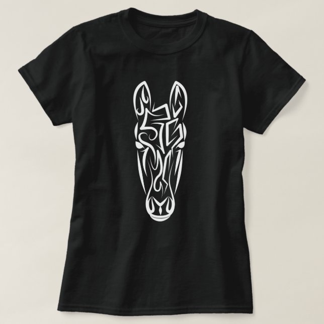 Camiseta Caballo tribal blanco y negro (Diseño del anverso)