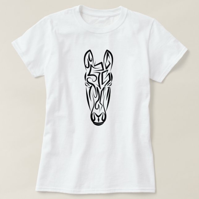 Camiseta Caballo tribal blanco y negro (Diseño del anverso)