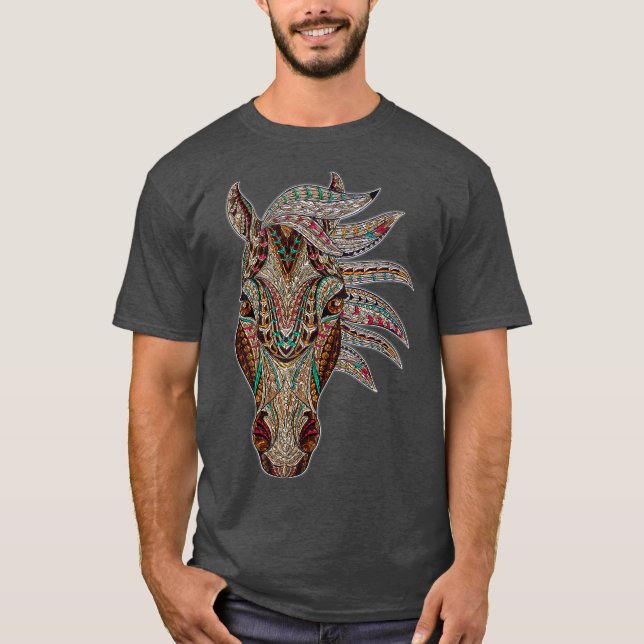 Camiseta Caballo Tribal Resumen Arte Nativo Caballo America (Anverso)