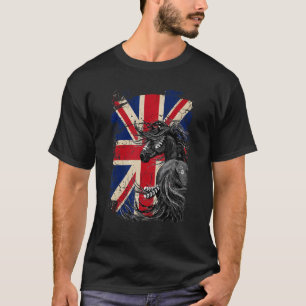 Camiseta Caballo Uk Bandera Británica Caballo Aborigen Negr