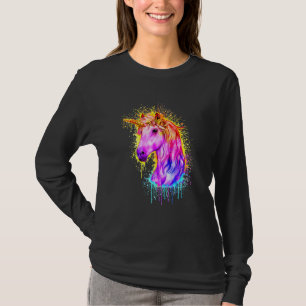 Camiseta Caballo Unicornio colorido arcoiris linda mujer Ch