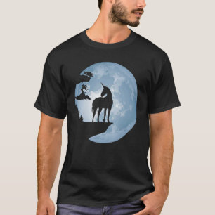 Camiseta Caballo Unicornio delante de la silueta de la luna