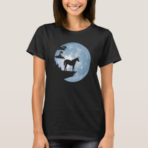 Camiseta Caballo Unicornio delante de la silueta de la luna