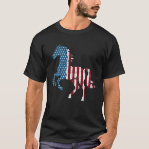 Camiseta Caballo Vintage Bandera Americana Rojo Blanco y Az