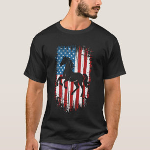 Camiseta Caballo Vintage Bandera Americana Rojo Blanco y Az