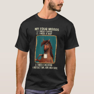 Camiseta Caballo Vintage Mis 4 Modos Necesito Café Una Napa