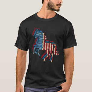 Camiseta Caballo Vintage Rojo Blanco y Azul Bandera America