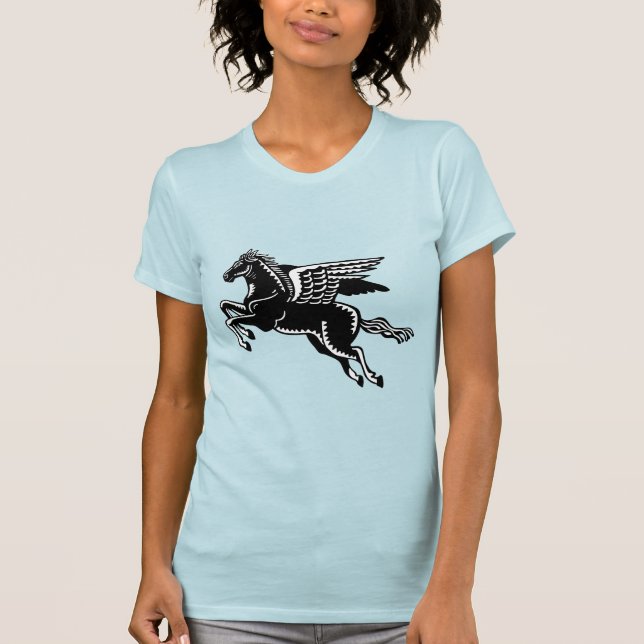 Camiseta Caballo volador - Camisas sudorosas blancas y negr (Anverso)