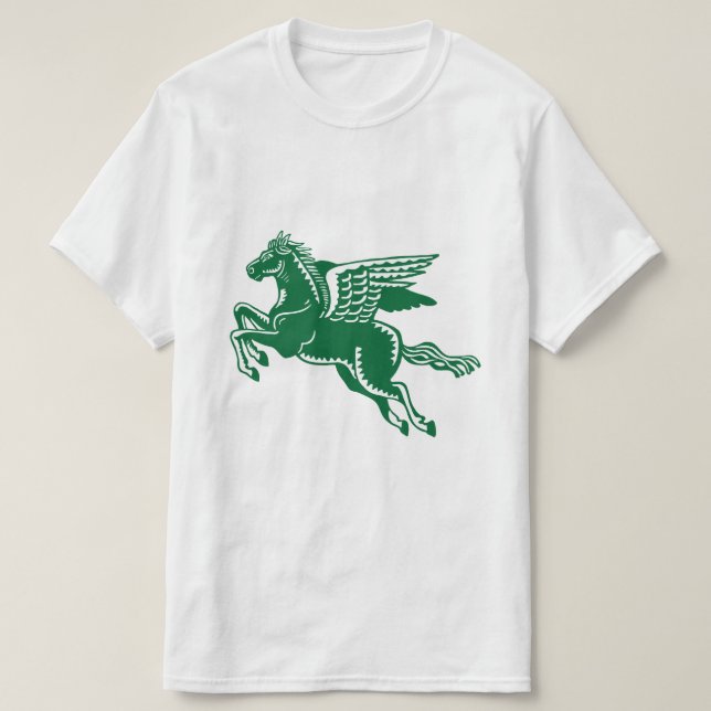 Camiseta Caballo volador - Verde y Blanco del bosque (Diseño del anverso)