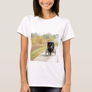 Camiseta Caballo y buggy Amish de otoño