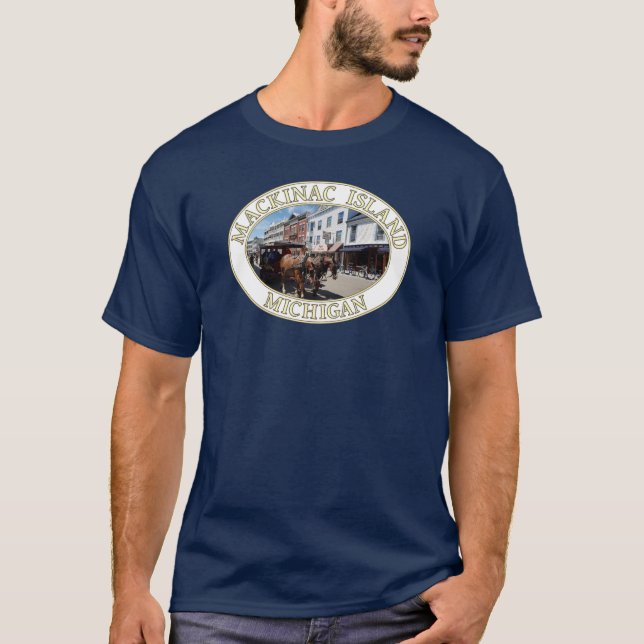 Camiseta Caballo y carro en el centro de la isla Mackinac,  (Anverso)