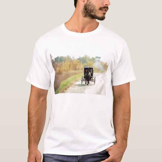 Camiseta Caballo y cochecillo de Amish del otoño (Anverso)