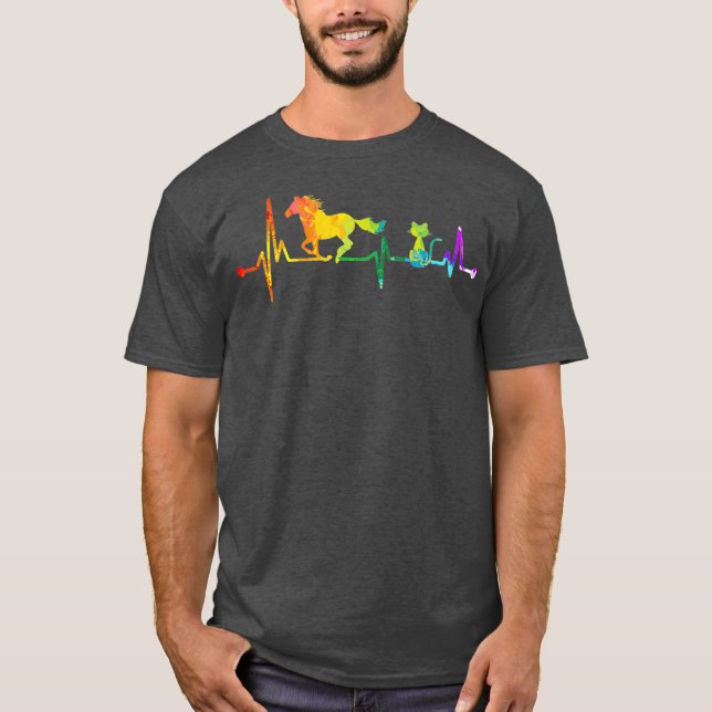 Camiseta Caballo Y Gato Corazón De Fantasma Hípica (Anverso)