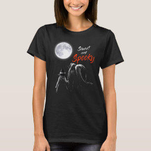 Camiseta Caballo Y Niña Dulce Y Espeluznante Mujeres Chicas
