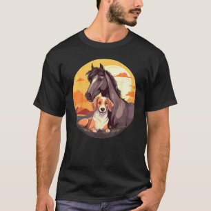 Camiseta Caballo y Perro Con Cabalgata de Caballo Bandera d