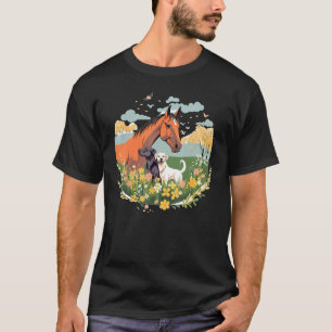 Camiseta Caballo y Perro Con Cabalgata De Caballo De La Ban