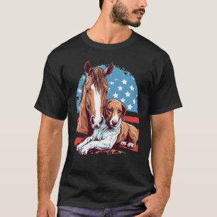 Camiseta Caballo y Perro Con Cabalgata de Caballo de la Ban