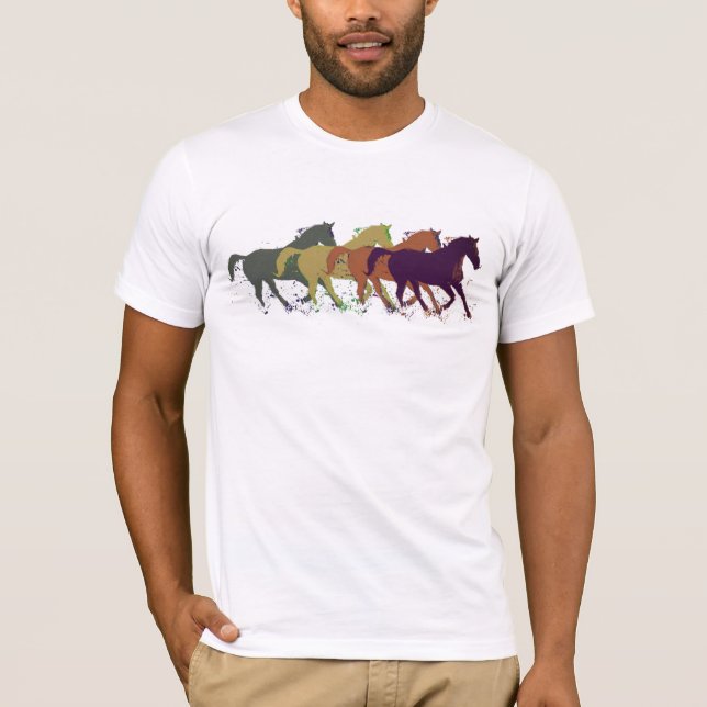 Camiseta Caballos. Animales de granja / Estilo de país (Anverso)