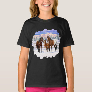 Camiseta Caballos Appaloosa De La Bahía Marrón En Nieve