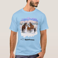 Caballos Appaloosa De La Bahía Marrón En Nieve