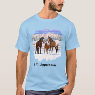 Camiseta Caballos Appaloosa De La Bahía Marrón En Nieve