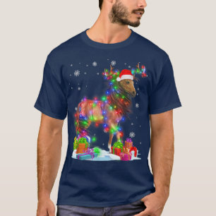 Camiseta Caballos Árbol de Navidad Luz Pajama Animal Xmas T