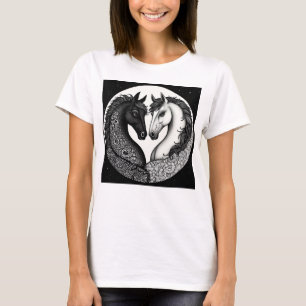 Camiseta Caballos blancos y negros