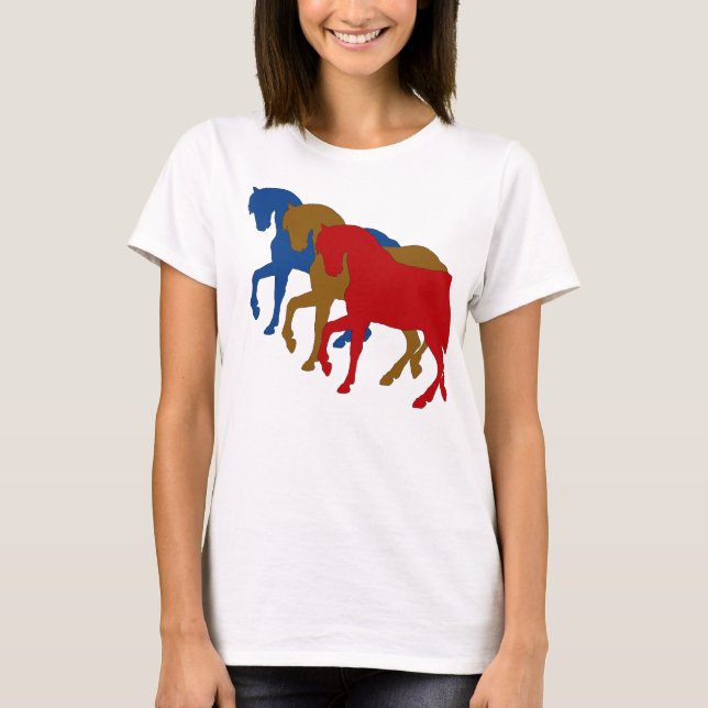 Camiseta Caballos coloreados en Sillouette (Anverso)