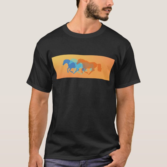 Camiseta Caballos coloridos corriendo (Anverso)