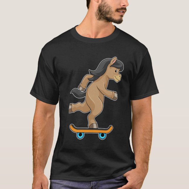 Camiseta Caballos como patinador con patineta (Anverso)