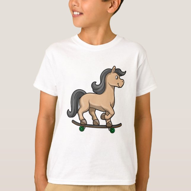 Camiseta Caballos como patinador con patineta (Anverso)