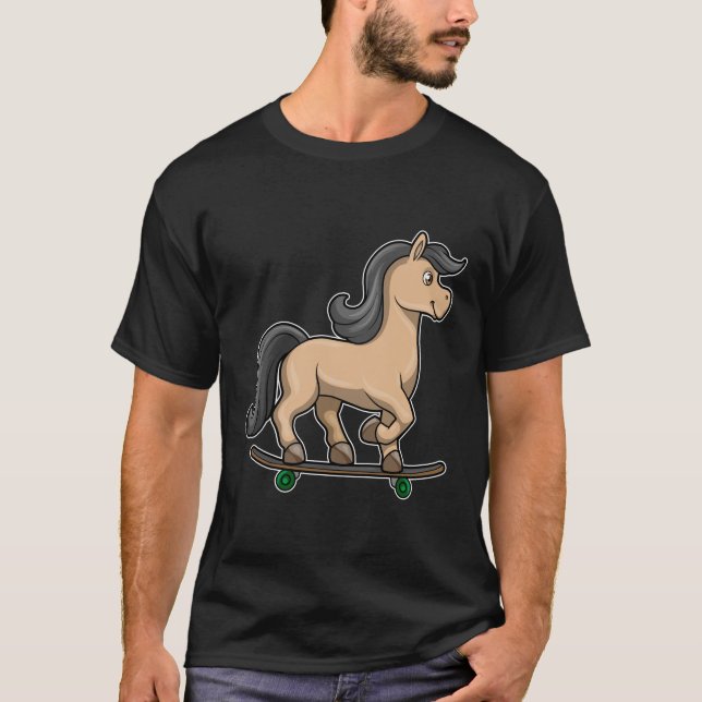 Camiseta Caballos como patinador con patineta (Anverso)