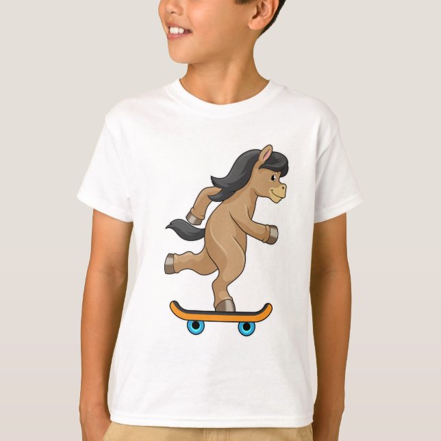 Camiseta Caballos como patinador con patineta (Anverso)