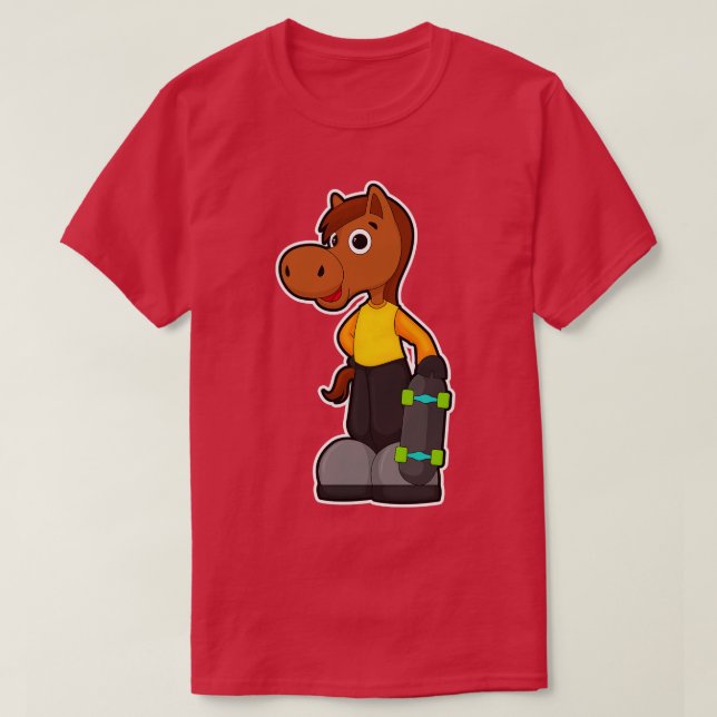 Camiseta Caballos como patinador con patineta 1 (Diseño del anverso)