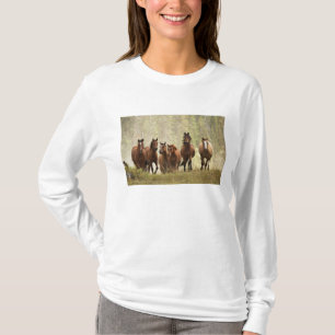 Camiseta Caballos coronando una pequeña colina durante la r